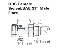 ORS Female Swivel-SAE 37o Male Flare